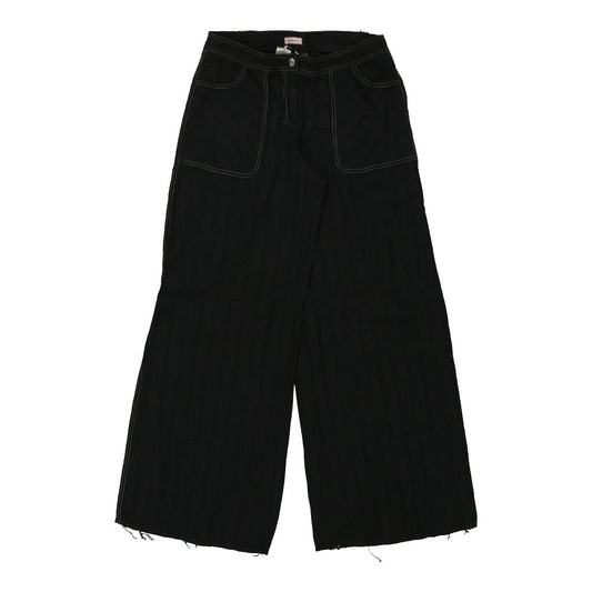 Vintage Max & Co Striped Trousers - 32W UK 10 Black Cotton