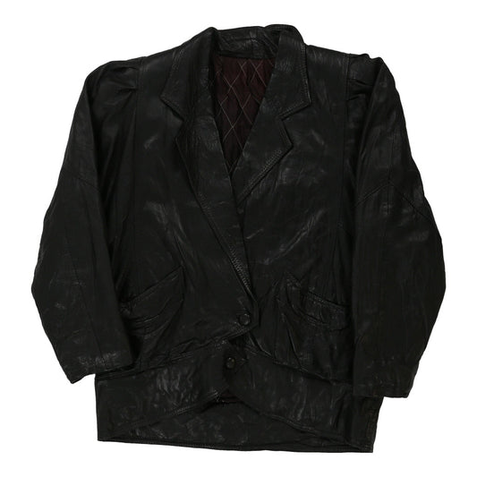 Vintage 1980's Unbranded Leather Jacket - Medium Black Leather