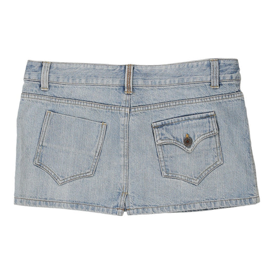Vintage Benetton Mini Denim Skirt - 36W UK 14 Light Wash Cotton