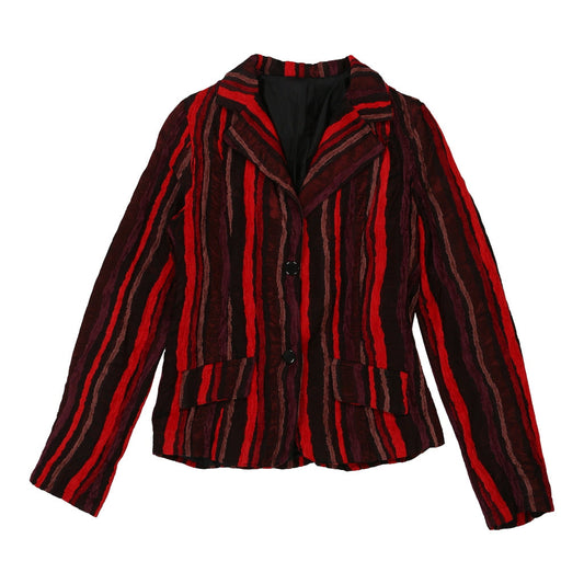 Vintage Unbranded Striped Blazer - Small Red Polyester Blend