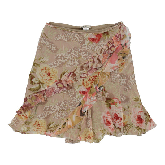 Vintage Blumarine Floral Mini Skirt - Medium Beige Silk