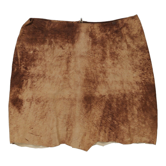 Vintage Unbranded Skirt - 30W UK 10 Brown Leather