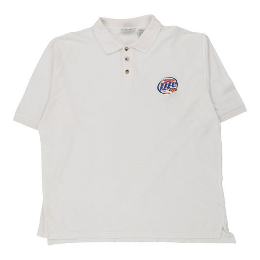 Vintage Miller Lite Chase Authentics Polo Shirt - XL White Cotton