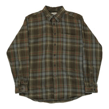  L.L.Bean Checked Flannel Shirt - Medium Green Cotton - Thrifted.com