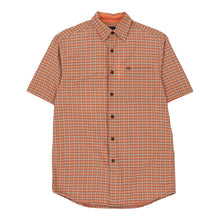  Nautica Checked Short Sleeve Shirt - Small Orange Cotton - Thrifted.com