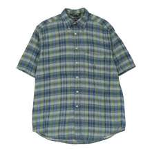  Nautica Checked Short Sleeve Shirt - Medium Green Cotton - Thrifted.com