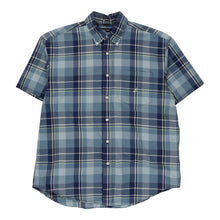  Nautica Checked Short Sleeve Shirt - Large Blue Cotton - Thrifted.com