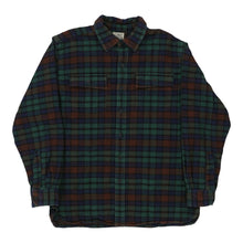  L.L.Bean Checked Flannel Shirt - Large Green Cotton - Thrifted.com