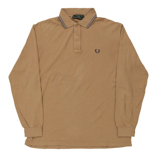 Vintage beige Fred Perry Long Sleeve Polo Shirt - mens large