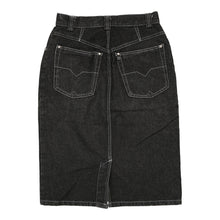  Vintage black Mash Denim Skirt - womens 28" waist