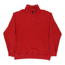  Nautica 1/4 Zip - Large Red Cotton Blend - Thrifted.com