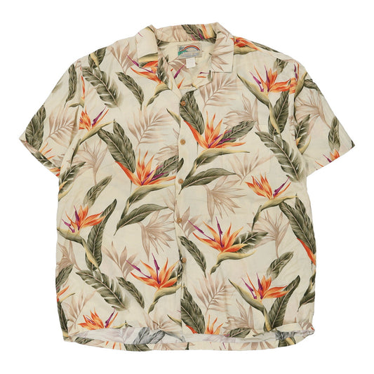 Vintage Made in Hawaii Paradise Found Floral Hawaiian Shirt - 2XL Beige Cotton Blend