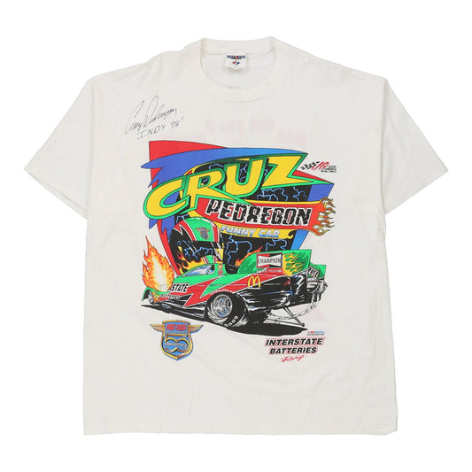 Vintage Jerzees Nascar T-Shirt - XL White Cotton