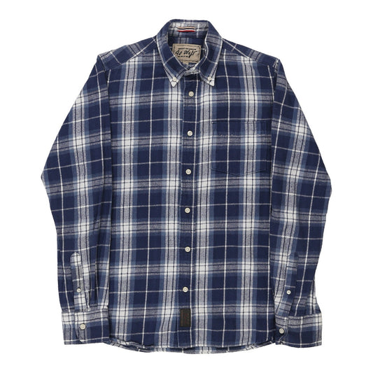 Vintage 40 Checked Flannel Shirt - Large Blue Cotton