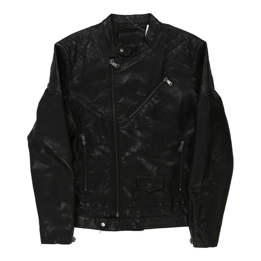 Vintage Unbranded Leather Jacket - XL Black Faux Leather