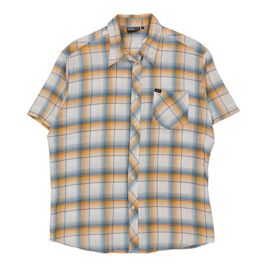Vintage Lee Checked Short Sleeve Shirt - Large Yellow Cotton