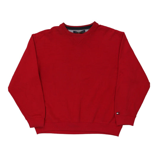Vintage Tommy Hilfiger Oversized Sweatshirt - Large Red Cotton