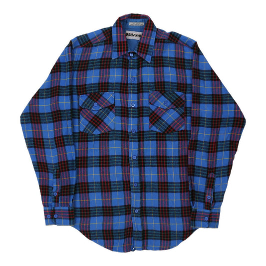 Vintage J.B. Scott Checked Flannel Shirt - Small Blue Cotton