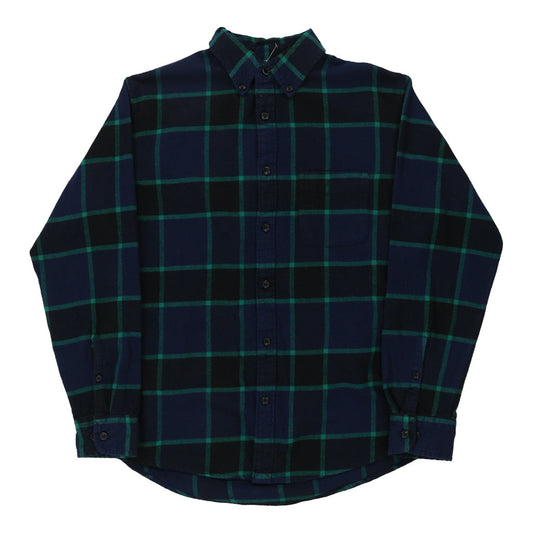 Vintage Unbranded Checked Flannel Shirt - Medium Navy Cotton