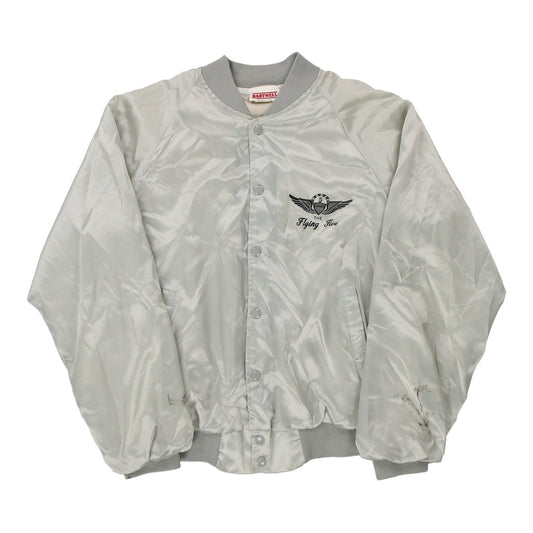 Vintage grey Made in USA The Flying Five Hartwell Varsity Jacket - mens medium