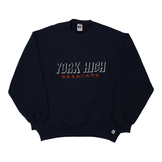 Vintage navy Made in USA York High Bearcats Russell Athletic Sweatshirt - mens large