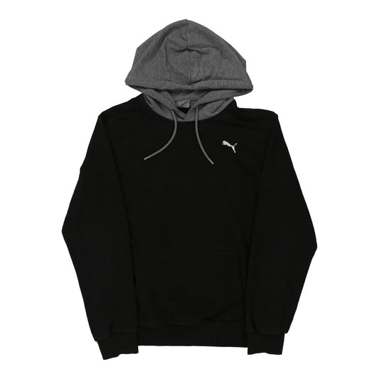 Vintage Puma Hoodie - Small Black Cotton Blend