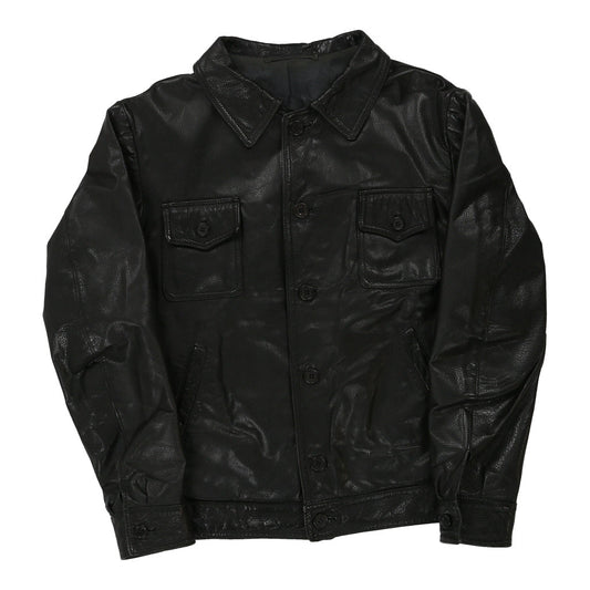 Vintage Unbranded Leather Jacket - Large Black Leather