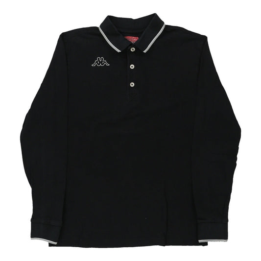 Vintage black Kappa Long Sleeve Polo Shirt - mens medium