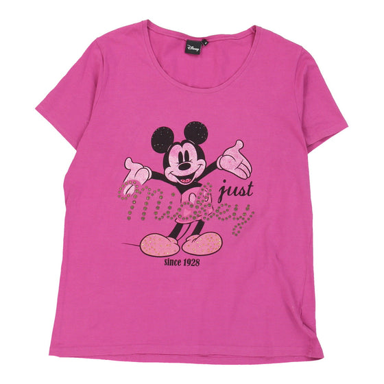 Just Mickey Disney Cartoon T-Shirt - XL Pink Cotton - Thrifted.com