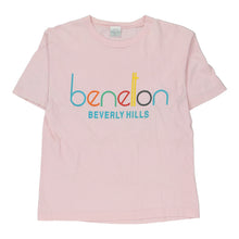  Benetton Spellout T-Shirt - Medium Pink Cotton - Thrifted.com