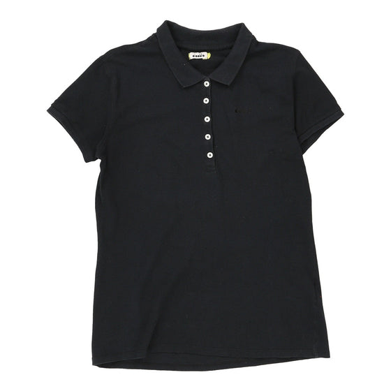 Diadora Polo Shirt - Medium Black Cotton - Thrifted.com