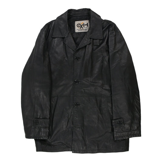Vintage black Exh Leather Jacket - mens large