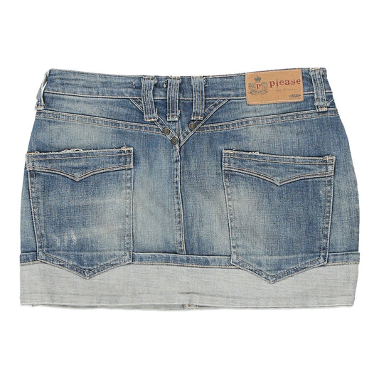 Vintage blue Please Denim Skirt - womens 32" waist