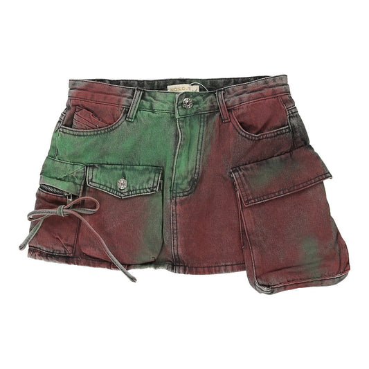 Vintage Monique Mini Denim Skirt - 28W UK 10 Multicoloured Cotton