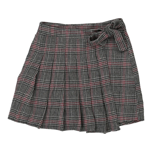 Vintage Unbranded Checked Mini Skirt - 26W UK 6 Grey Cotton Blend