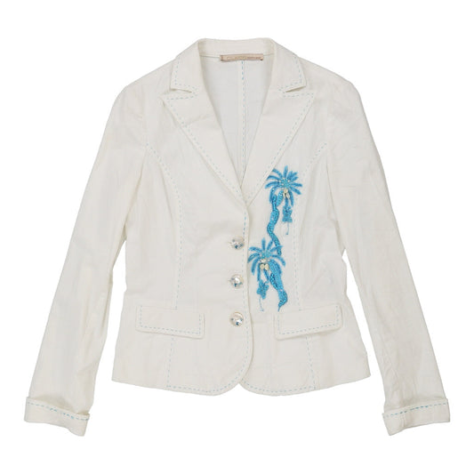 Vintage Cavalli Class Blazer - Small White Cotton Blend