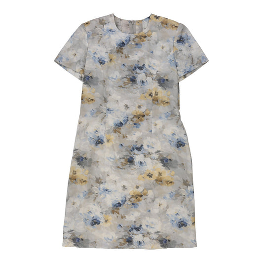Vintage 1980's Unbranded Floral Dress - Medium Grey Viscose Blend
