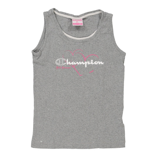 Vintage Age 13-14 Champion Spellout Vest - XL Grey Cotton
