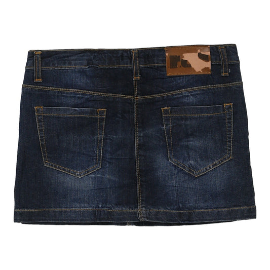 Vintage Rock & Soda Mini Denim Skirt - 32W UK 12 Dark Wash Cotton