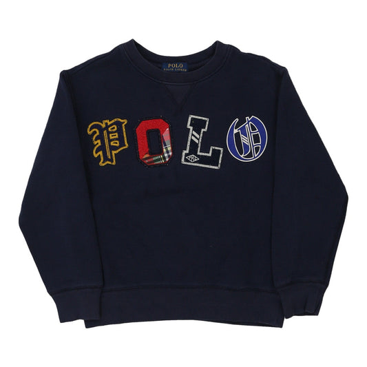 Vintage Age 8 Polo Ralph Lauren Sweatshirt - Small Navy Cotton
