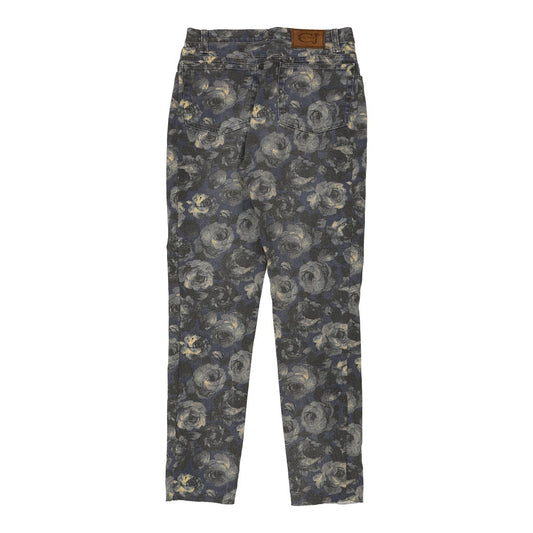 Vintage Cavalli Floral Trousers - 30W UK 10 Grey Cotton