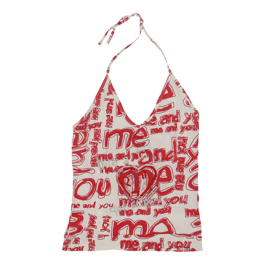 Vintage white Desigual Halterneck Top - womens large