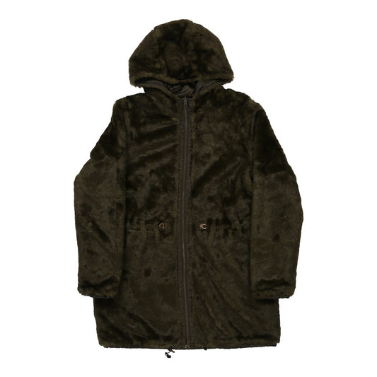 Vintage Sisley Reversible Coat - Large Khaki Faux Fur
