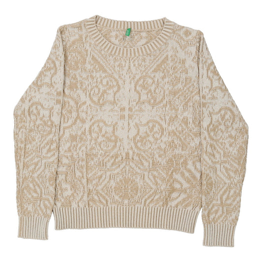 Vintage beige Benetton Jumper - womens medium