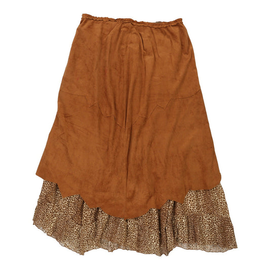 Vintage Unbranded Skirt - Large Beige Suede
