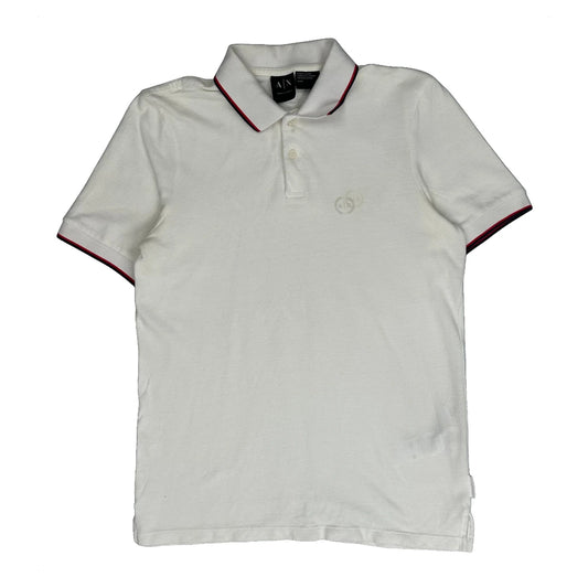 Armani Exchange Polo Shirt - Small White Cotton