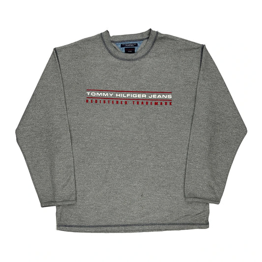 Tommy Hilfiger Graphic Sweatshirt - XL Grey Cotton Blend