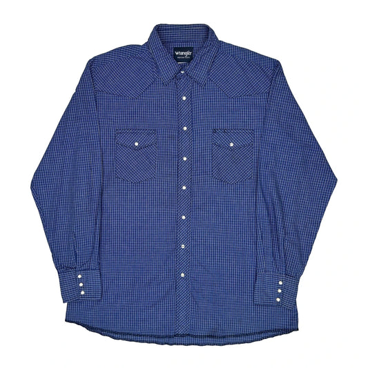 Wrangler Checked Shirt - XL Blue Cotton