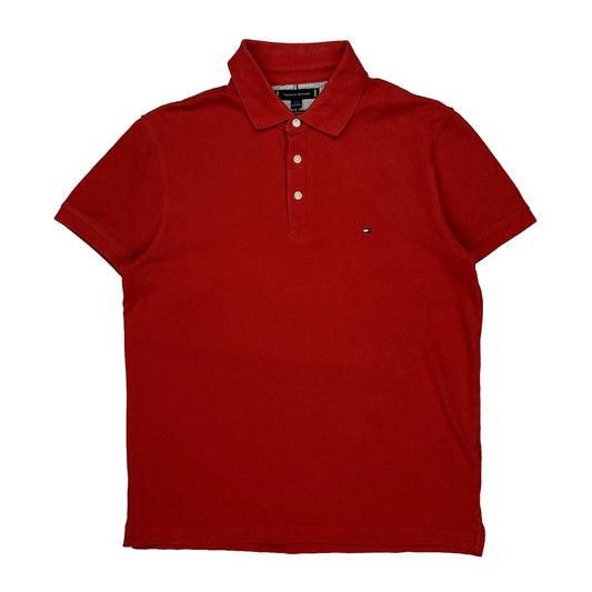 Tommy Hilfiger Slim Fit Polo Shirt - Large Red Cotton