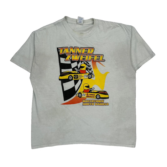 Racing Gildan Graphic T-Shirt - XL White Cotton